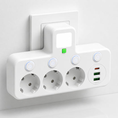 Power Strip with 3 Outlets, USB and Switch