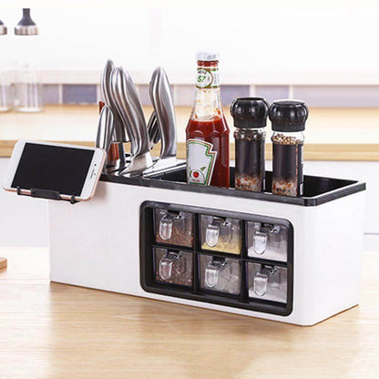 Spice Rack Organizer, Kitchen Seasoning Shelf with Phone Holder