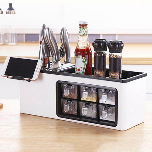 Spice Rack Organizer, Kitchen Seasoning Shelf with Phone Holder