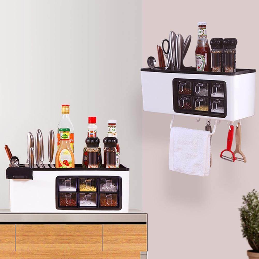 Spice Rack Organizer, Kitchen Seasoning Shelf with Phone Holder