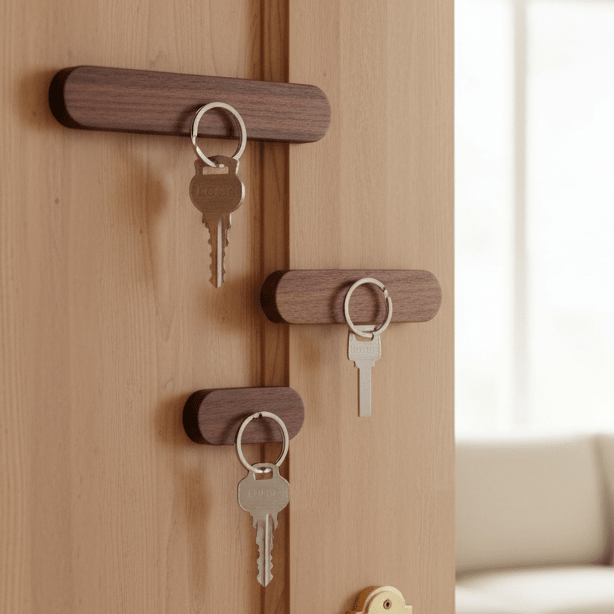 RUSTEVA Magnetic Wooden Key Holder