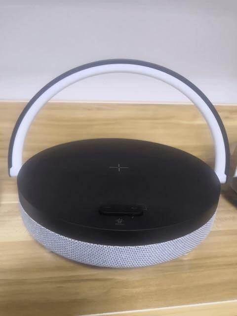Wireless Charger Lamp, Wooden Bluetooth Speaker Table Lamp