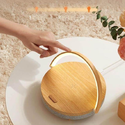 Wireless Charger Lamp, Wooden Bluetooth Speaker Table Lamp