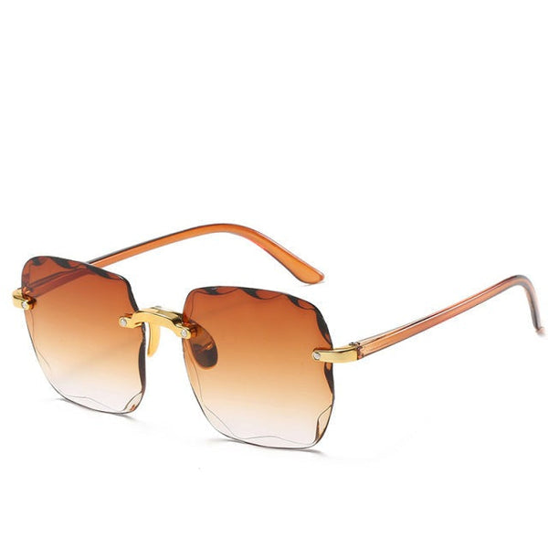 Rimless Sunglasses, Vintage Style Square UV400 Sunglasses for Women & Men