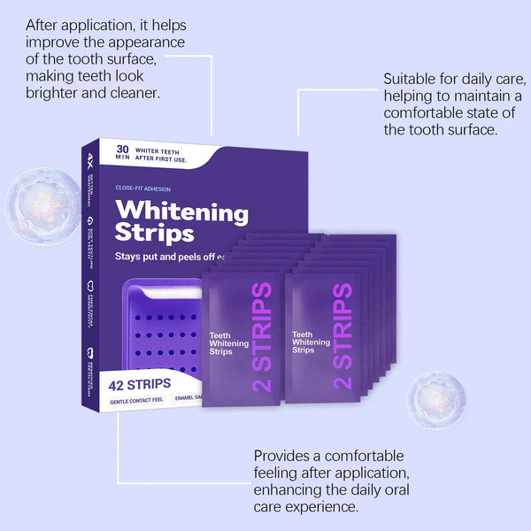 Purple Teeth Whitening Strips, Color Correcting Whitening Strips for Upper & Lower Teeth, 14 or 42 Strips