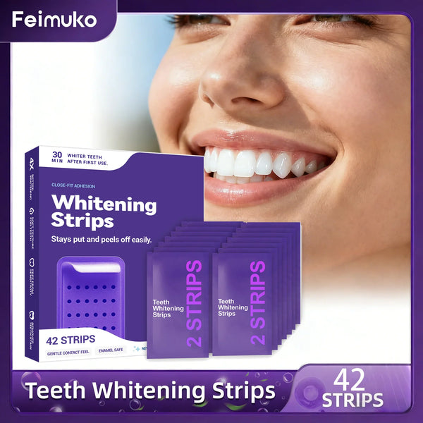 Purple Teeth Whitening Strips, Color Correcting Whitening Strips for Upper & Lower Teeth, 14 or 42 Strips
