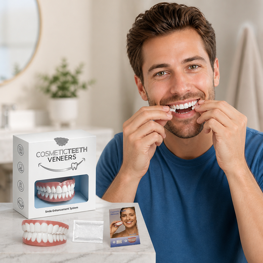 Quick Mold Silicone Veneers, Heat Moldable Cosmetic Teeth Veneers for Full Upper & Lower Coverage