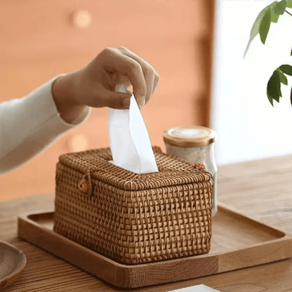 DECORATT Rattan Weave Tissue Box Holder