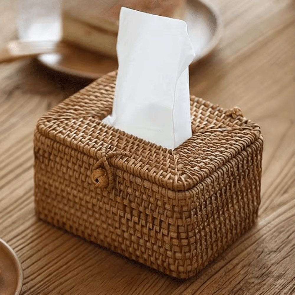 DECORATT Rattan Weave Tissue Box Holder