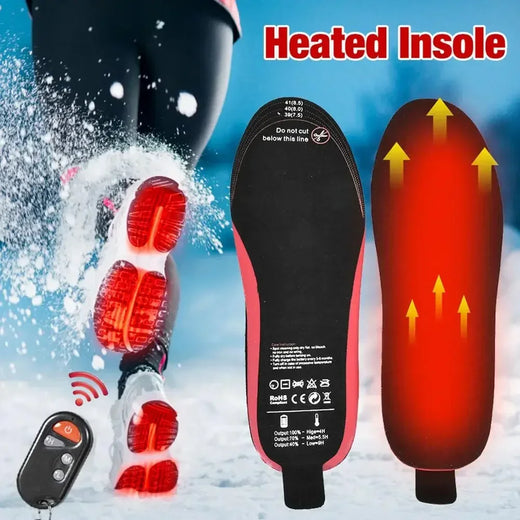 Heated Insoles, Rechargeable Foot Warmers with Remote Control, 3 Heat Settings & Cut to Fit