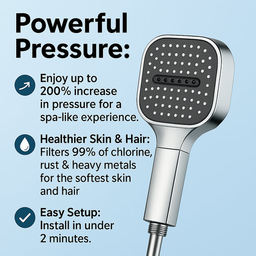 High Pressure Shower Head with Filter, Turbo Boost Rain & Massage Showerhead for Low Water Pressure