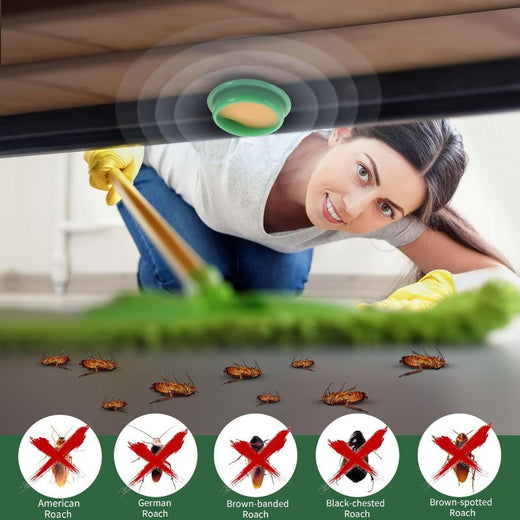 Roach Bait Stations, Enclosed Roach Bait Discs for Indoor Use, Slow-Acting Formula, No Sprays