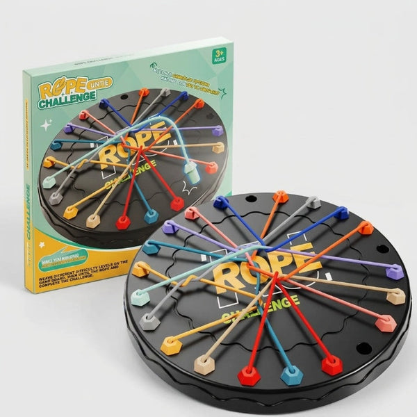Rope Logic Puzzle Game, 10 Elastic Ropes on a Round Board with Storage Bag for Kids & Adults