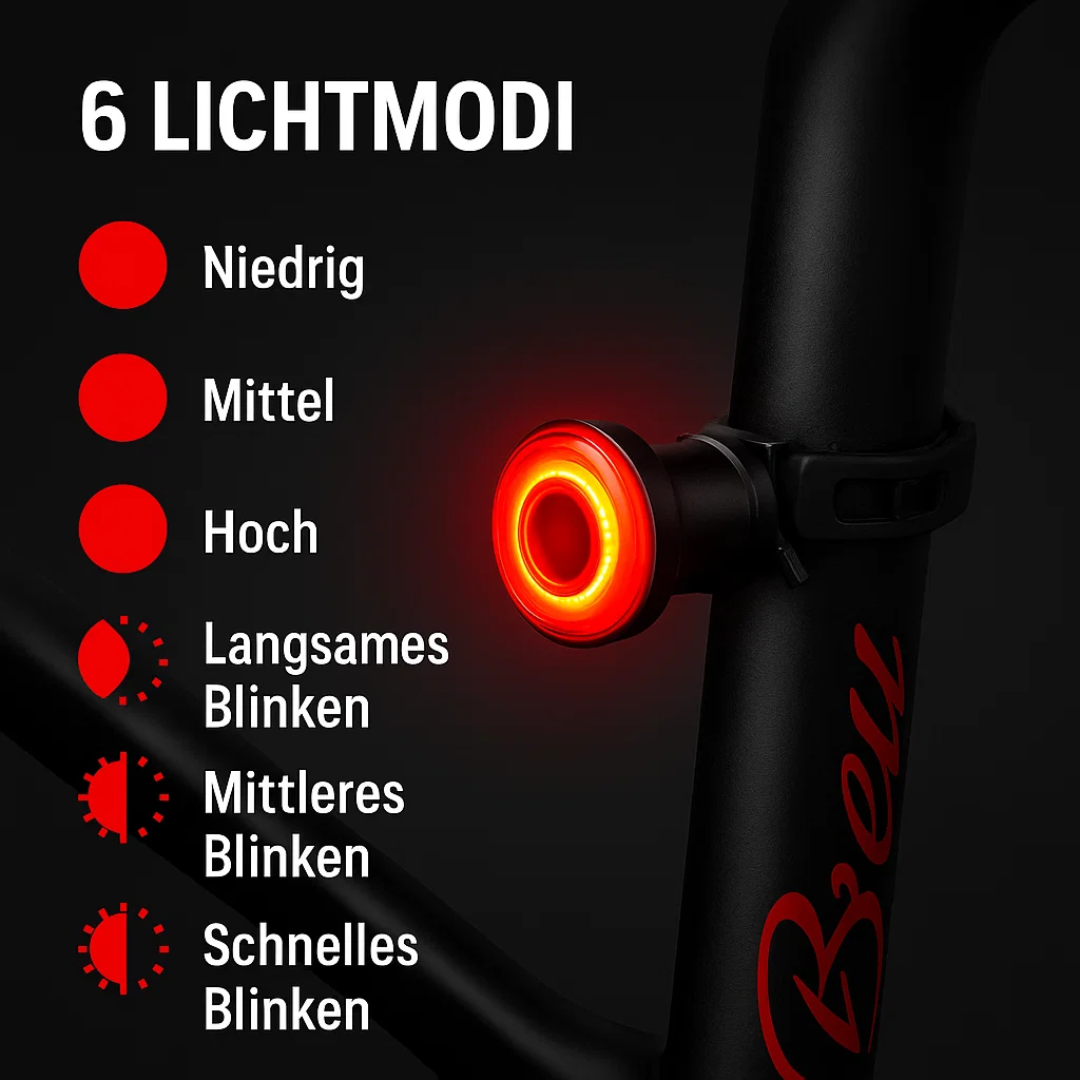 Bike Tail and Brake Light, 6 Modes, Rechargeable