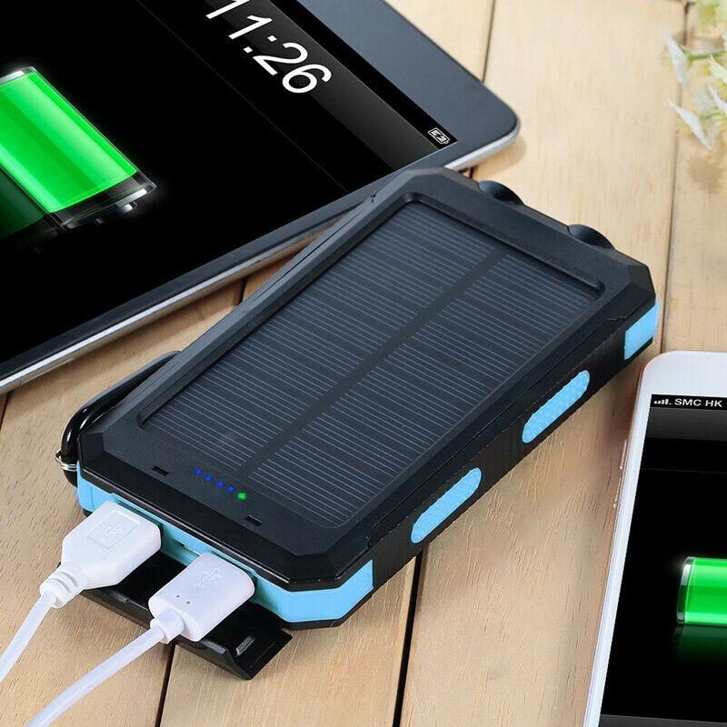 Solar Power Bank 500000mAh, Waterproof, Dual USB & LED