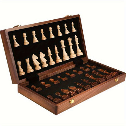 Wooden Chess Set, Foldable and Portable