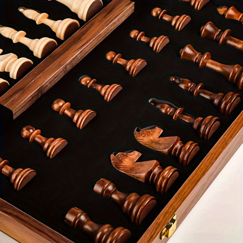Wooden Chess Set, Foldable and Portable