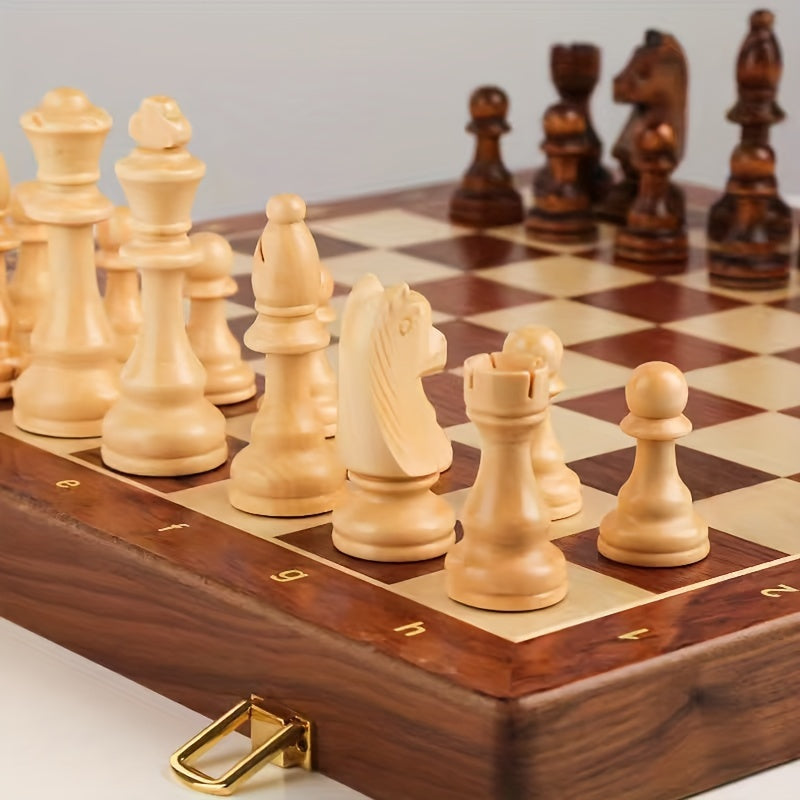 Wooden Chess Set, Foldable and Portable