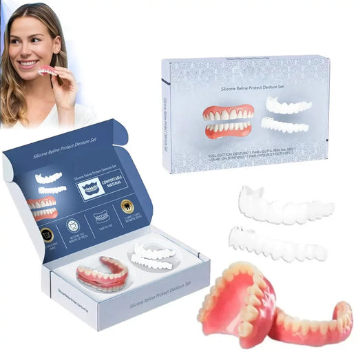 Silicone Dentures You Can Eat With, Soft Flexible Upper & Lower Denture Set