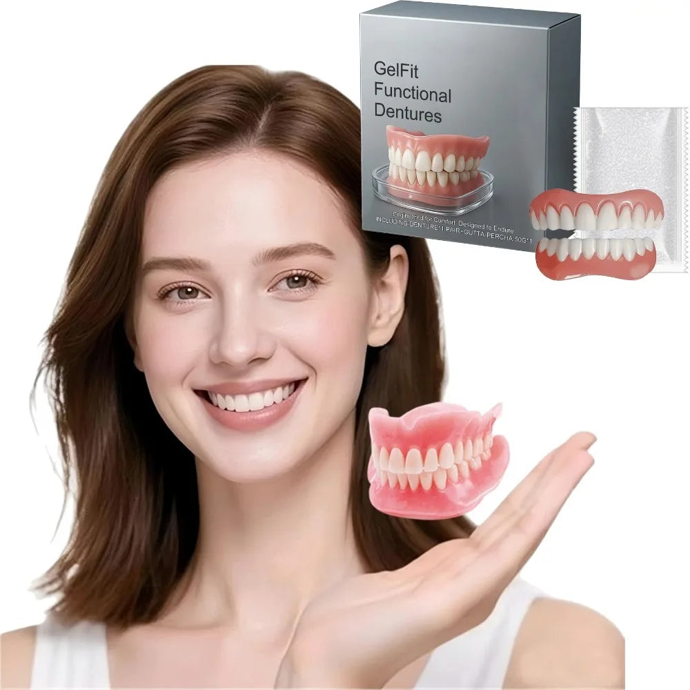 Silicone Teeth, Soft Flexible Snap On Teeth for Upper & Lower
