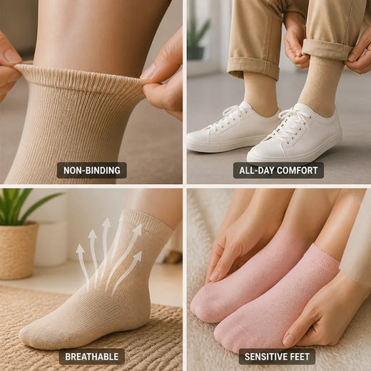 Non-Binding Socks, Seamless Socks for Sensitive Feet with No Tight Elastic Bands, One Size