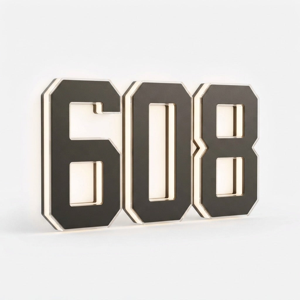 Solar House Number Sign with Automatic Light