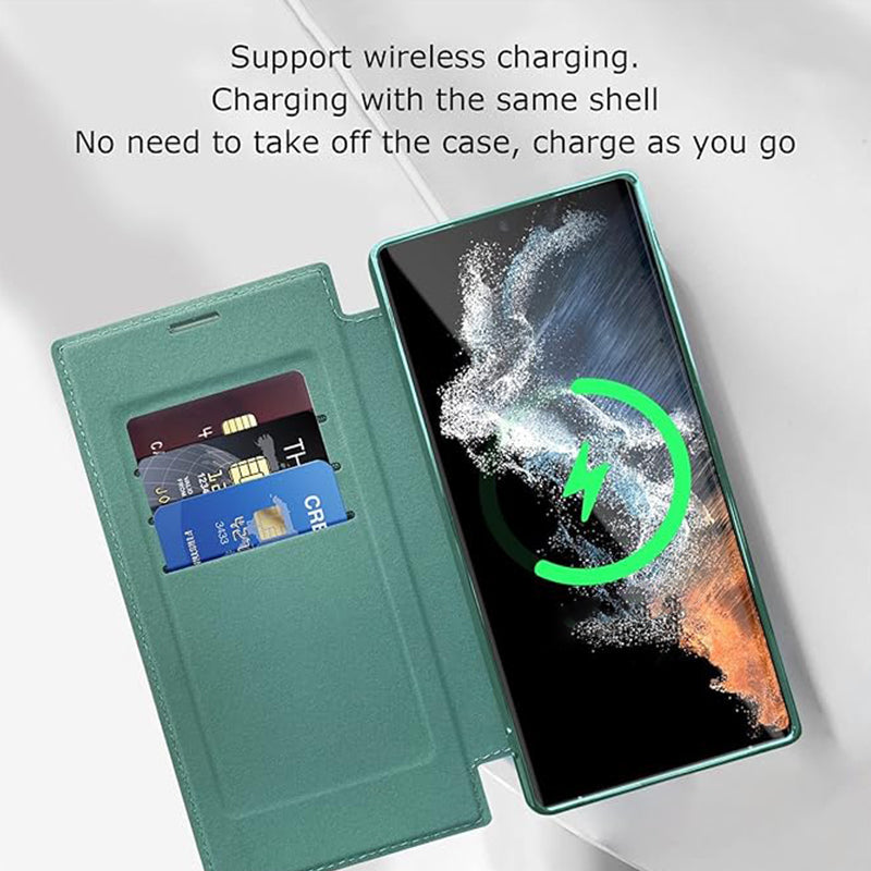 Magnetic Flip Case for Samsung, Leather Look with Card Slot