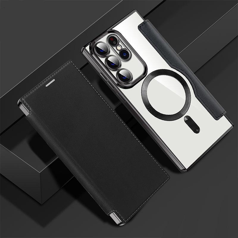 Magnetic Flip Case for Samsung, Leather Look with Card Slot