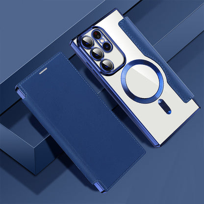 Magnetic Flip Case for Samsung, Leather Look with Card Slot
