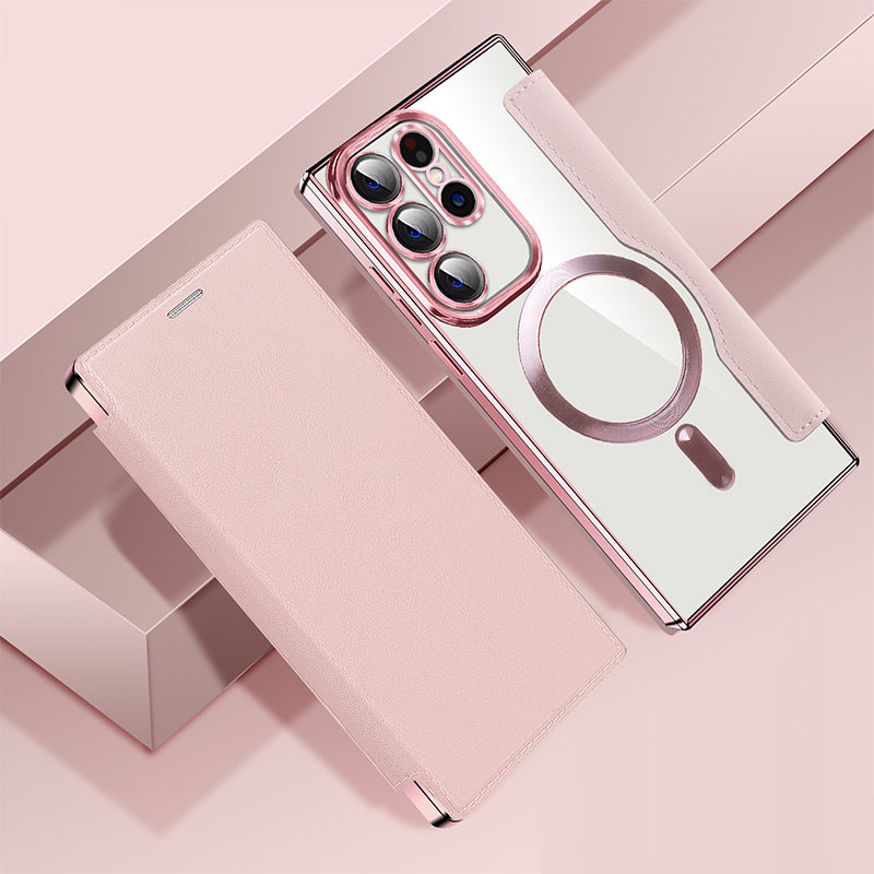 Magnetic Flip Case for Samsung, Leather Look with Card Slot