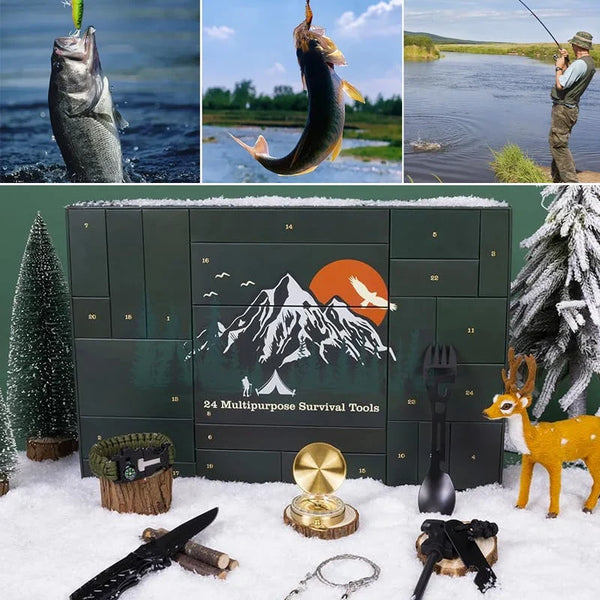 Survival Kit Advent Calendar for Men, 24 Day Camping Survival Tools Christmas Countdown, Christmas Gifts for Dad