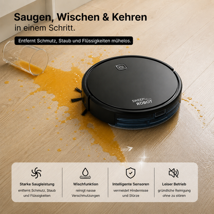 3-in-1 Robot Vacuum & Mop, 2000Pa, Drop Sensor, Hard Floors