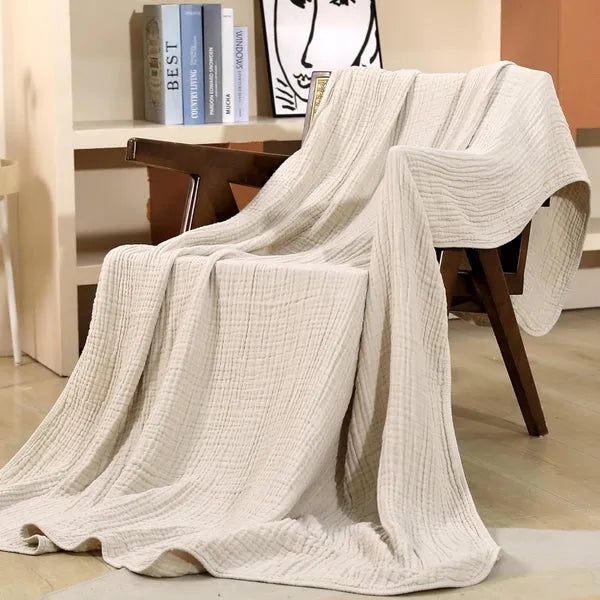 Soft Muslin Cotton Throw Blanket, Round