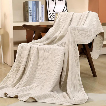 Soft Muslin Cotton Throw Blanket, Round