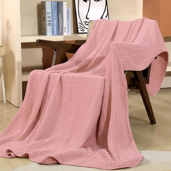 Soft Muslin Cotton Throw Blanket, Round