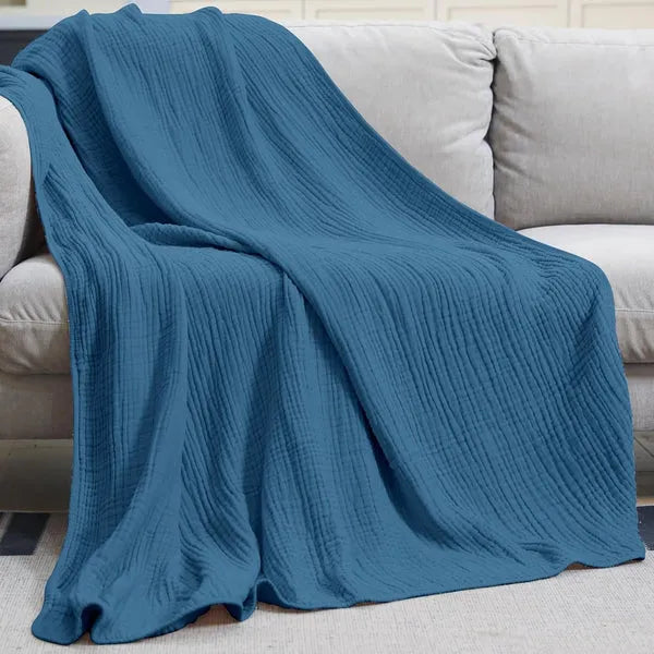 Soft Muslin Cotton Throw Blanket, Round