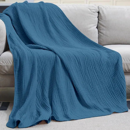 Soft Muslin Cotton Throw Blanket, Round