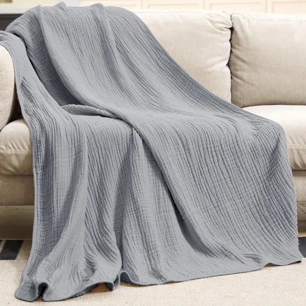 Soft Muslin Cotton Throw Blanket, Round