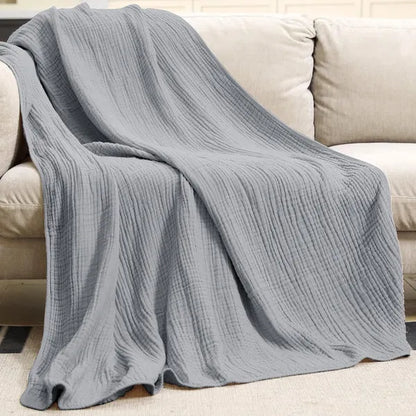 Soft Muslin Cotton Throw Blanket, Round