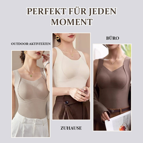 Thermal Tank Top with Built-In Bra, Seamless Shaping Tank for Women, Soft Stretch Warm Undershirt