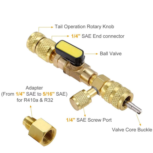Valve Core Remover Tool, Dual Port HVAC Valve Core Installer for Mini-Split & Refrigeration Systems