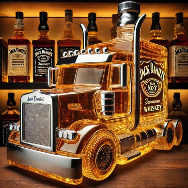 Truck Whiskey Decanter, Semi Truck Shaped Glass Decanter for Home Bar, Man Cave & Office