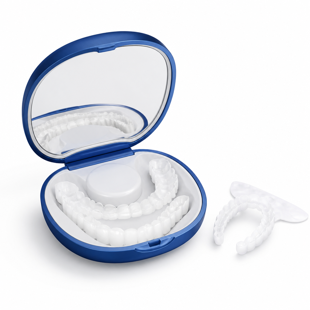 Ultra Thin Open Palate Veneers, Removable Acrylic Cosmetic Veneers with Molding Kit for Upper & Lower Teeth
