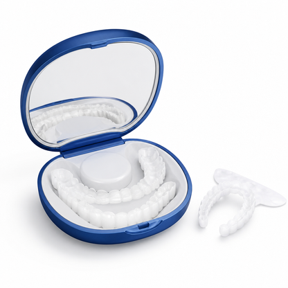 Ultra Thin Open Palate Veneers, Removable Acrylic Cosmetic Veneers with Molding Kit for Upper & Lower Teeth