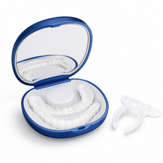 Ultra Thin Open Palate Veneers, Removable Acrylic Cosmetic Veneers with Molding Kit for Upper & Lower Teeth