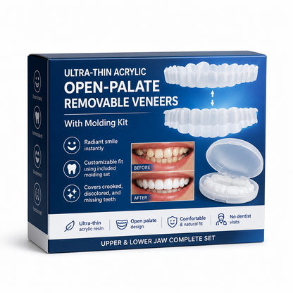 Ultra Thin Open Palate Veneers, Removable Acrylic Cosmetic Veneers with Molding Kit for Upper & Lower Teeth – photo 5