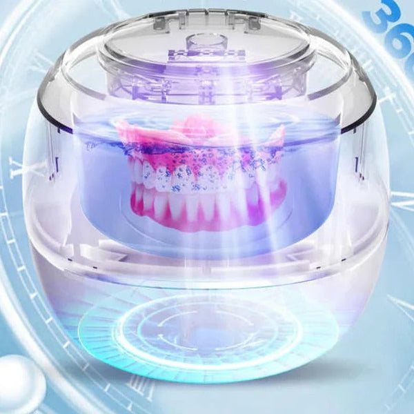 Ultrasonic Denture Cleaner, Portable 42,000 Hz Cleaning Machine for Cosmetic Dentures at Home or Travel