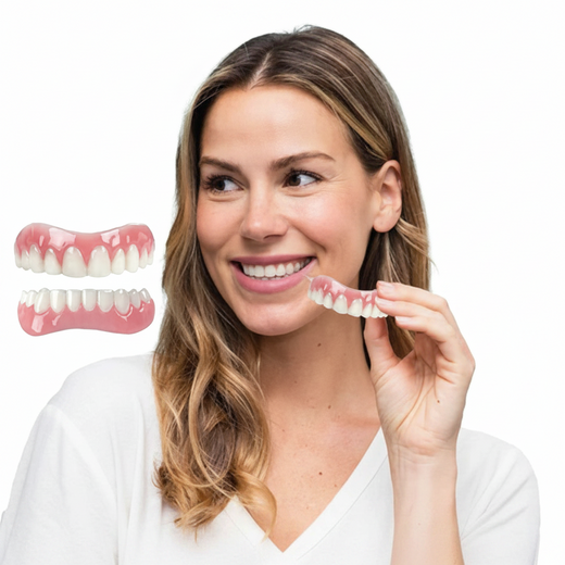 Upper and Lower Silicone Denture Kit, Moldable Cosmetic Denture Set for a Natural-Looking Smile