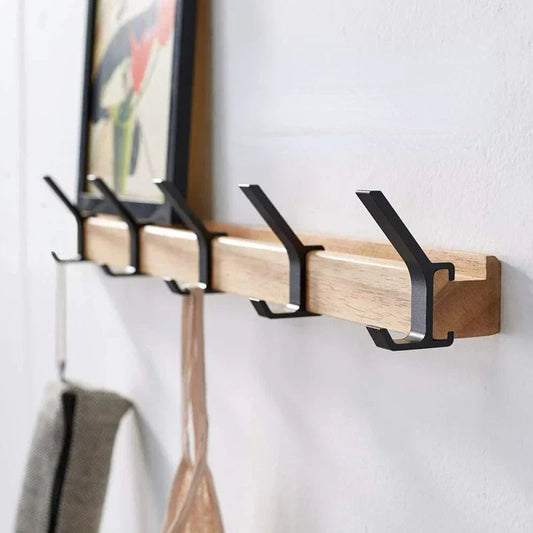 Wall Coat Rack with Movable Double Hooks