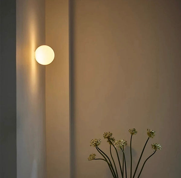 Globe Wall Light, Frosted Glass Spherical LED Wall Lamp for Hallway, Bathroom Mirror & Bedroom